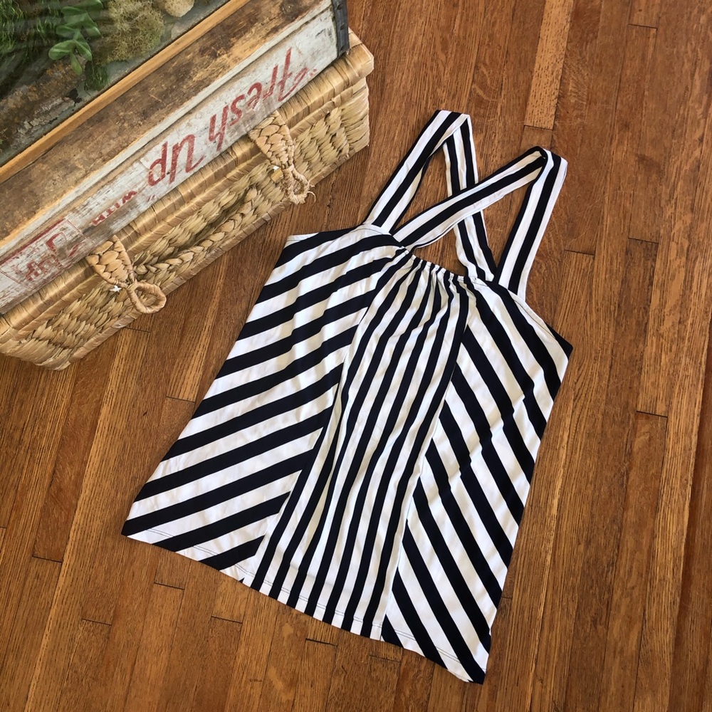 Banana Republic small navy & white loose-fit tank